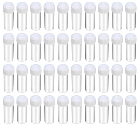 HUAZIZ 40 Stück 5ml Kunststoff Kryoröhrchen, Absolvierte Kryoroehrchen, Reagenzglasprobe, Plastikröhrchen, Reagenzglas, Reagenzgläser, Probenröhrchen, Probierrohr