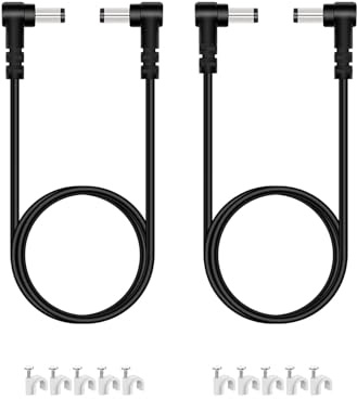 VOLTKARE 2Pack 3.28FT 1M 5.5mm*2.1mm DC Power Extension Cable with 90 Degree Right Angle Extension Cord Ends Male and for Male LED Lights Strip, Security Camera,5V-24 Volt Supply Adapter Power Cord