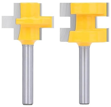 Ddyspan Router Bit 8mm 6mm 1/2'' Shank 2pcs Tongue Groove Assembles Cover Milling Cutter For Woodworking Tool Tenon Cutter,6mm Shank
