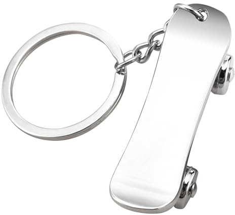 Simsky Porte-clés Sportif Skateboard Pendentif en Métal avec Doigt Skateboard Skateboard Skater Keychain Pendentif en Métal Argenté Cadeau Porte-clés Créatif pour les Fans de Voitures, de Motos