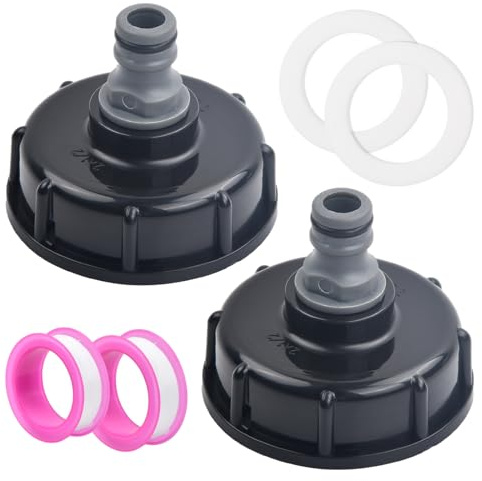 Wisebom 2 Stück IBC Tankdeckel,IBC Adapter Kappe,S60x6 bis 4,1/2 Innengewinde,Flüssigkeitsspeicher Deckel Adapter,Tankanschluss Kunststoffverschlussdeckel Innengewinde Anschluss Zubehör Für Tank