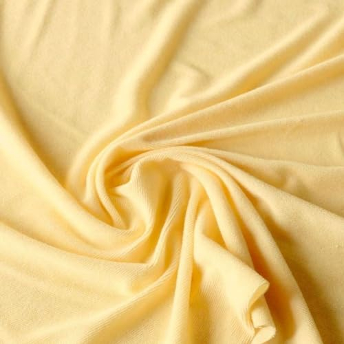 TOLKO preisgünstiger Nicky Frottee Stoff mit Stretch für Kleidung, Vorhang, Dekostoff, Deko-Molton Stoffe zum Nähen Meterware Dekorieren (Vanille)