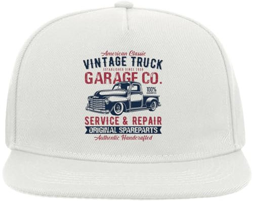 American Classic Vintage Truck Authentic Pickup Truck Snapback Flat Visor Cotton Blend Cap White, weiß, Einheitsgröße