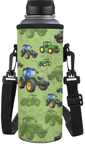 HUGS IDEA Porte-bouteille isotherme en néoprène avec bandoulière, Tracteur vert., L, Organiseur de sac