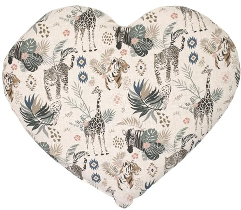 Bio-Bio-Dinkelkissen Herz ca. 30x25cm - Bio Füllung & Bio Stoff Wilde Tiere - Wärmekissen - Körnerkissen - Ein charmantes Geschenk