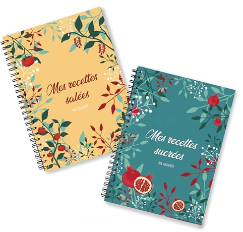 Duo cahiers de recettes A5 salées et sucrées à compléter, organisateurs de recettes pour passionnés de cuisine