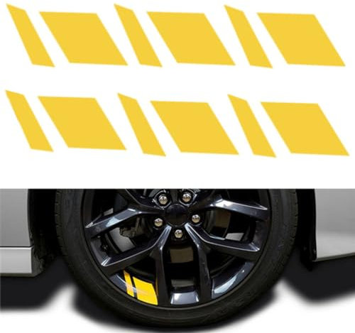 6pcs Auto Felgen Aufkleber,kompatibel mit Toyota Wish Landcruiser Hilux Handlander,Rad reflektierende Aufkleber,3-Yellow