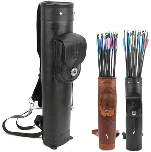 Verstellbarer Riemen Köcher Leder Pfeil Tasche für Erwachsene Ziel Praxis Bogenschießen zurück Pfeil Köcher für Bogenjagd und Schießen (schwarz)