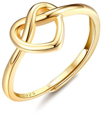 Milacolato Ring Silber 925 Damen Verstellbar Daumenring Herz Ringe Verlobungsring Ring Gold Damen Ewigkeit Promise Ringe Silber Liebe Knoten Ringe für Jubiläum Eheringe-G