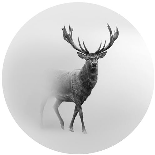 wandmotiv24 Runde Fototapete Hirsch im Nebel, selbstklebende Strukturtapete 260g - Klein - (50cm) M0064