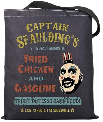 AKTAP Wiederverwendbare Tasche mit gebratenem Huhn und Benzin, Horrorfilm-inspiriertes Geschenk, Captain Spaulding Tragetasche, gruseliges Clown-Geschenk für Horror-Liebhaber, Huhn-Tragetasche, 14.56
