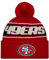 New Era Unisex-Erwachsene NFL Official Sideline Team Logo Sherpa Striped Pom Beanie Cold Weather Knit Hat, San Francisco 49ers - Rot, Einheitsgr��e