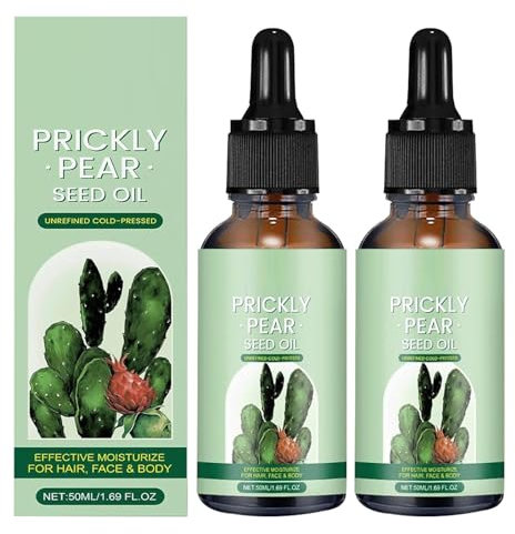 2 Stück Kaktusfeigenkernöl | 100 Ml Bio Kaktusfeigenöl | Reines Kaktus Ätherische Öle für Gesicht Haare und Körper | Natürliche Feigenkaktus Gesichtsöl Körperöl Haaröl zur Straffung und Befeuchtung