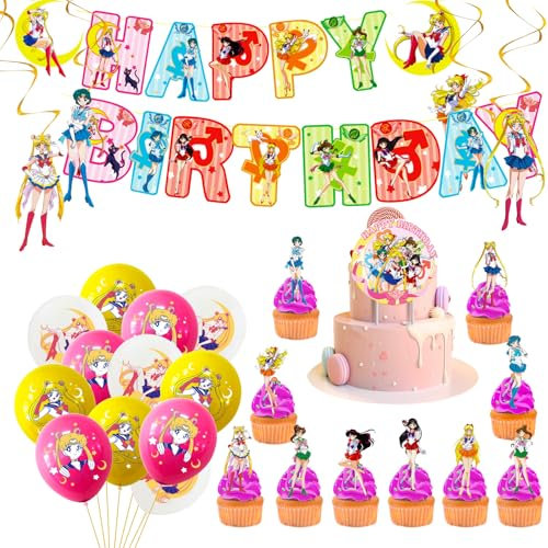 RosyFate Sailor Moon Birthday Party Decoration Set - Themed Luftballons Deko and Party Supplies