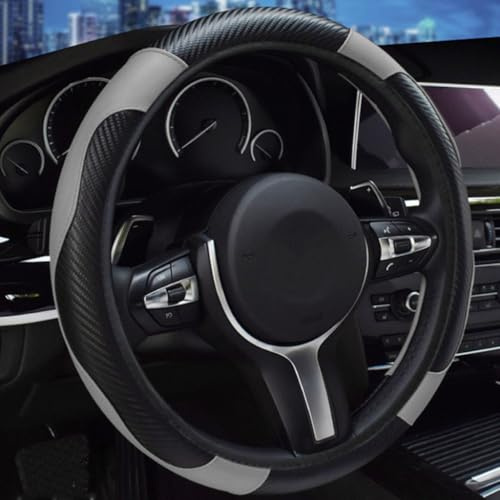 YYTONGMN Lenkradbezug für Mercedes-Benz GLK (X204) 2008 2009 2010 2011 2012 2013 2014 2015, Lenkradschutz Mode Anti-Rutsch-Leder Atmungsaktives SchutzhüLle Innenraum Auto Zubehör, Gray