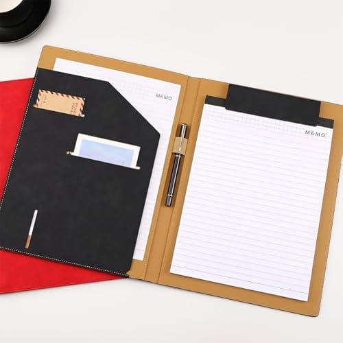 Dokumentenmappe A4 Klemmbrett PU Leder Schreibmappe Magnetverschluss Konferenzmappe mit Dokumentenfächern Mappe mit Stiftehalter Aktenmappe Register Organizer Portfolio für Dateien Speichern