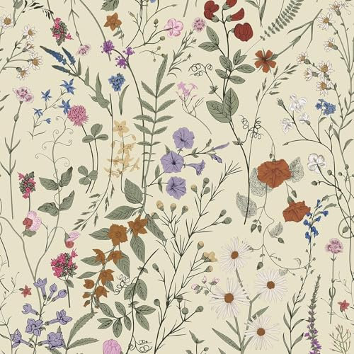 Murgall Selbstklebende Tapete 44x1200cm Bauernhof Blumentapete Vinyl Klebefolie Tapete Wildwood Tapete Gänseblümchen Selbstklebende Aufklebetapete Wand Stick Ablösbar Tapete