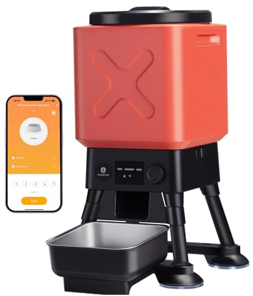 Automatic Dog Feeder for Large Dogs, 14L Capacity, Remote Feeding, Anti-Blockage System, Timed Auto Dog Food Dispenser, 2.4G WiFi App Control,Dual Power Supply,Stainless Steel Bowl