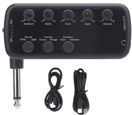 Electric Guitar Headphone Amplifier, Overdrive Distortion Reverb Chorus Tremolo with Delay and Flanging for Acoustic Guitar