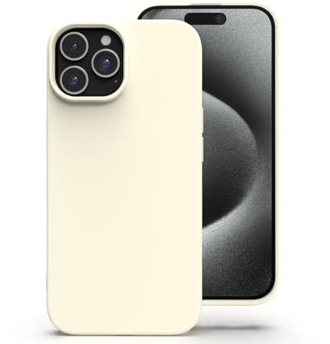 Zuvirelx Silikon Handyhülle für iPhone 15 Pro Hülle, Weiches Griff, Dünne, Minimalistisch, Stoßfest, rutschfest, Taschenpassend - Weiß