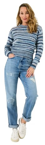 Joe Browns Women's Cable Knit Detail Space-Dye Stripe Jumper, Regular, Blue