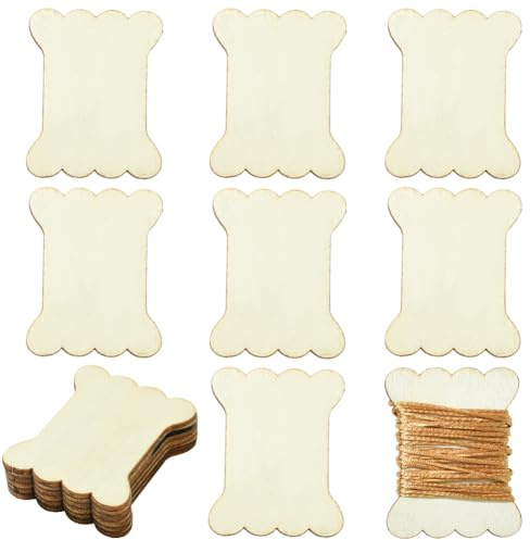 SUNNYCLUE 60Pcs 2.1 x 1.65 Inch Wooden Embroidery Thread Bobbins Floss Bobbins Organizer Unfinished Flat Bone Twine Reel Cornsilk Wood Cutouts Spools for Sewing Cross Stitch Thread Holder Storage Card
