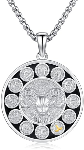 KQ&TTENG Sternzeichen Halskette 925 Sterling Silber Zwölf Sternbild Anhänger Halskette Horoskop Schmuck Astrologie Weihnachts Weihnachten Geburtstag für Männer Frauen
