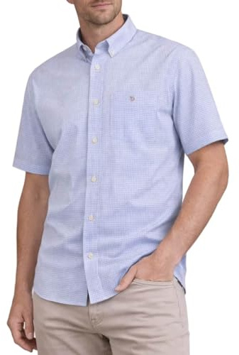 GANT REG Classic POPLIN GINGH SS Shirt Light Blue