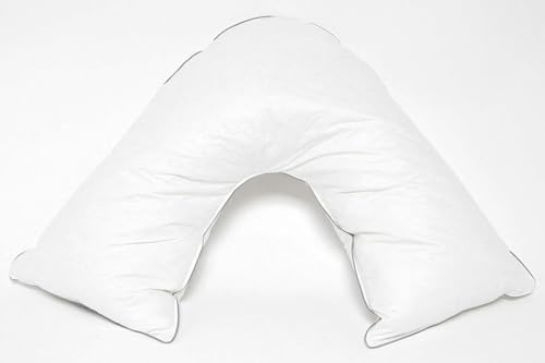 BLOOM BLENDS V-Shaped Duck Feather & Down Pillow with 100% Egyptian Cotton Cover – Extra Filled Orthopaedic Pillow for Maternity, Nursing, Neck & Back Support – Hotel Quality