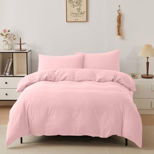 Victoria & Carter Single Duvet Cover Set with Matching Pillowcase – Soft Microfibre Bedding for Single Bed – Lightweight, Easy Care Duvet Cover with Button Closure (Pink)