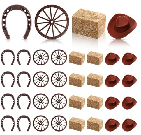 Asyduey 32 Pieces Western Party Decorations for Cowboy Girls Vintage Western Horseshoe RaceDerby Party Supplies