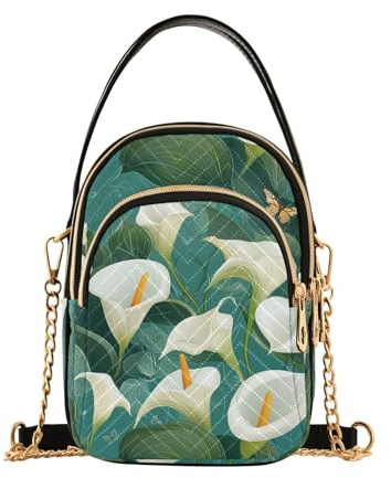 KLL Schicke Calla Lilie, trendige Umhängetasche aus Leder mit mehreren Taschen, für Reisen