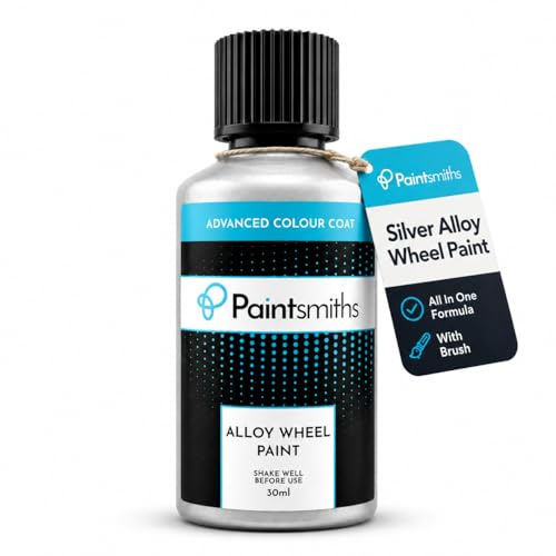 Alloy Wheel Touch Up Paint - Silver Repair Kit for Alloy Wheel Curbing, Scratches and Scuffs - Professional All In One Paint - 30ml Bottle & Brush (Gloss Silver)