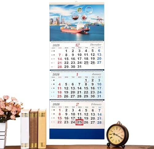 2026 Wandkalender 4-Fach Faltbarer Hängbarer Monatsplaner