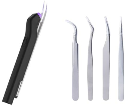 Jnchdghwa Pinces à Cils avec Lampe LED, Lampe D'Extension, Lumière UV pour Colle à Extensions de Cils, Portable avec Prise EU.