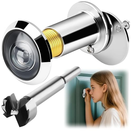 Persiiious 2 Piezas Judas de porte Mirilla Con Lente Súper Angular, Mirillas Para Puertas Seguridad Con Cubierta De Privacidad, Para Puertas De 35-50 mm Grosor, Para Casa, Oficina, Hotel, Plateado