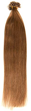 Mittelbraune Keratin Bonding Extensions 100% Remy Echthaar Human Hair - 250x 1g 45cm Glatte Strähnen - Lange Haare mit Keratin Bondings U-Tip Haarverlängerung Haarverdichtung-Farbe:#6 Mittelbraun
