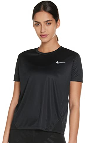 Nike Damen Miler T-Shirt, Black/Reflective Silver, M