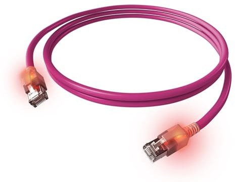 EasyLan DualBoot LED Patchkabel RJ45 S/FTP Kat.6A (Class EA), mit saCon Stecker, LSOH, violett, 7,5 m