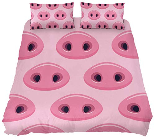 Eslifey Bettwäsche-Set mit süßen Schweinchen, weich, 3-teilig, 150 x 200 cm, Chemisches Gewebe, Mehrfarbig, Queen 88 x 90 9 x 29 in