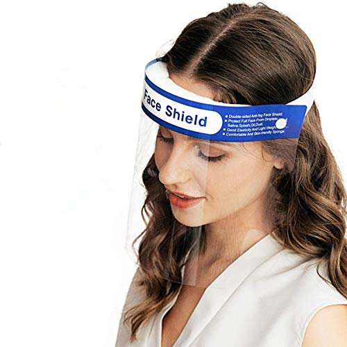 WYRHS Sicurezza Visiera Protezione Completa con Pellicola Protettiva Fascia Elastica e Spugna Comfort,Leggero Regolabile Trasparente Visiera per Uomini e Donne-10 Pezzi
