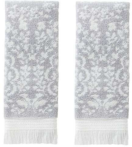 SKL Home Carrick Medallion Handtuch-Set, 100% türkische Baumwolle, Grau