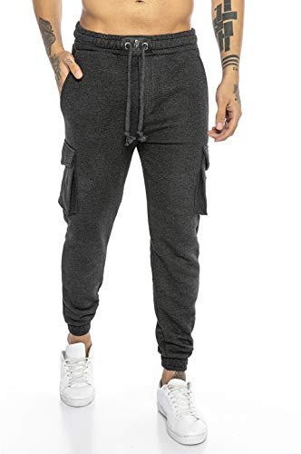 Red Bridge Herren Cargo Jogginghose Hose Sweat-Pants Premium Silver-Skull Anthrazit S