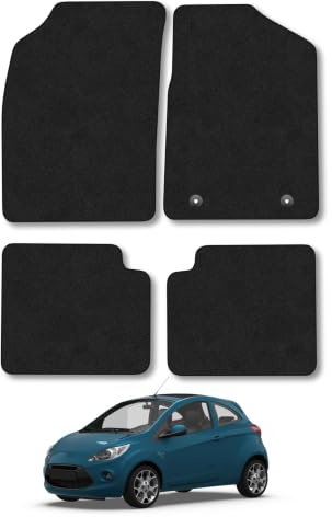 Fits Ford KA (2013-2016) Carpet Car Mats | Black Edge Trim Tailored Fit Floor Mats Full Coverage Protection Accessories Easy Clean Anti Slip Made in the UK