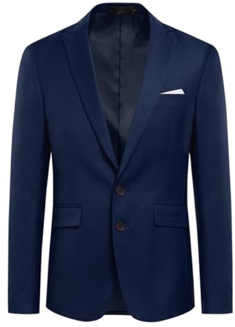 Allthemen Chaqueta de hombre de dos botones con abertura trasera de color liso para traje de negocios
