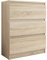 Framire R-3 Kommode in Sonoma Eiche, Kommode mit 3 Schubladen, Schrank für Schlafzimmer, Wohnzimmer, Bad, 76 x 70 x 40 cm