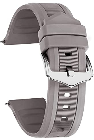 BINLUN Silikon Kautschuk Uhrenarmbänder 12mm-28mm Sportlich und Atmungsaktiv Ersatzarmband Flexibel Bequem für Herren & Damen(Grau,19mm)
