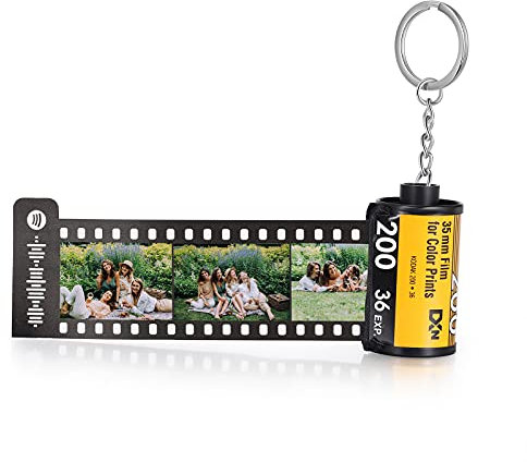 ALBERTBAND Personalisiert Schlüsselanhänger mit Eigenem Foto Gravur Bedrucken mit 5/8/10/15/20 Stück Fotofilm-Rollen Schlüsselbund Geschenk für Weihnachten Geburtstag (Spotify Code-20pcs)