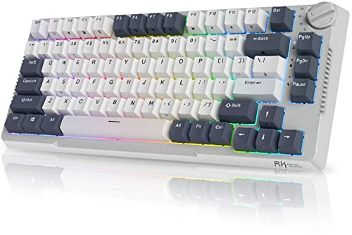 RK ROYAL KLUDGE H81 Tastiera Meccanica Hot-swap Tastiera da gioco Wireless al 75% Montata Su Manopola A Tripla Modalità da 2,4 GHz/BT5.1/USB-C Con Interruttore SkyCyan RGB, Layout USA a 81 Tasti
