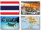 SET OF 4 THAILAND FRIDGE MAGNETS - THAILAND FLAG THAILAND MAP THAILAND ATTRACTIONS